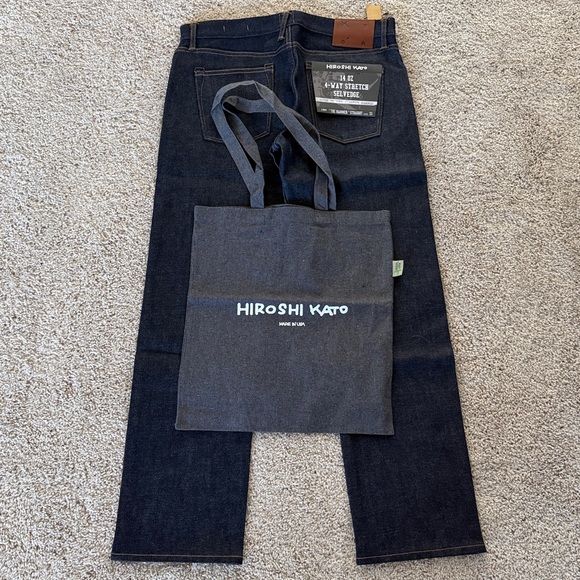 HIROSHI Kato Men’s size 33/30 Hammer Straight Indigo Raw 14oz Selvedge Jeans NWT - Picture 1 of 6